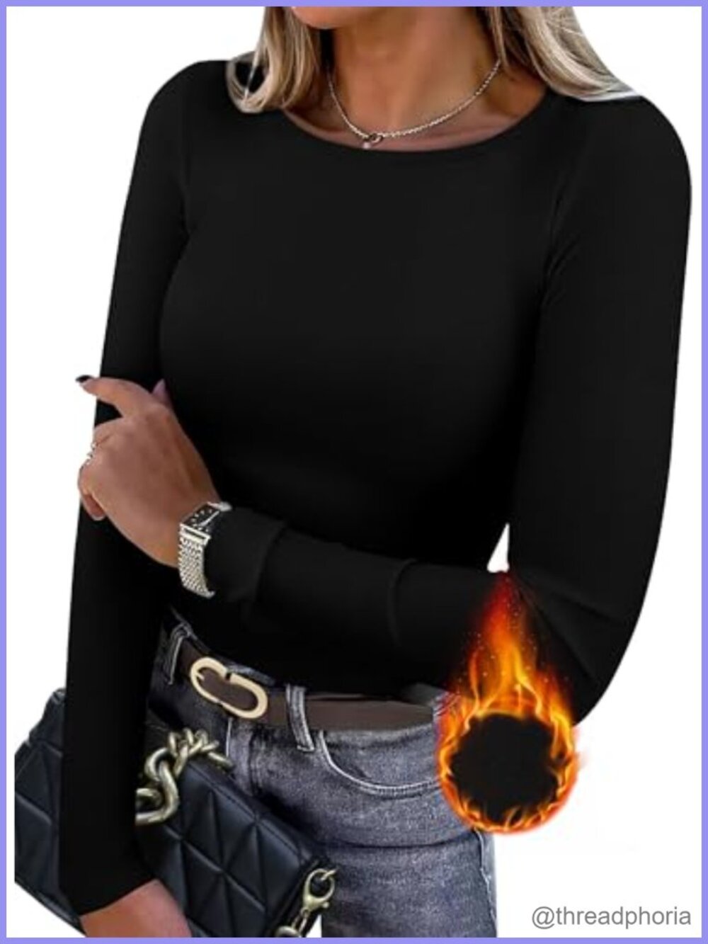 WIHOLL Long Sleeve Thermal Shirt Light Fleece Crew Neck Casual T-Shirt